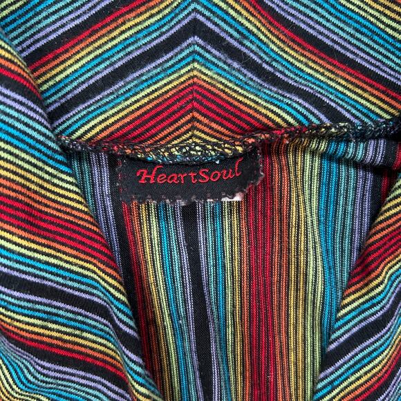 HeartSoul Rainbow Stripe Ribbed V-Neck Top Y2K Juniors Large (Fits XS/S) - Picture 6 of 6